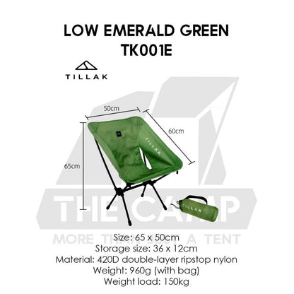 Tillak Moon Chair Low Back High Back 1000D Cordura Foldable Outdoor Camping Compact Size Kerusi Healing