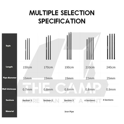 Naturehike Flysheet Pole 2pcs Set Camping Outdoors Tarp Door Tent Poles 1.7m 1.9m 2.1m 2.4m Awning Tiang CNK2550PJ010