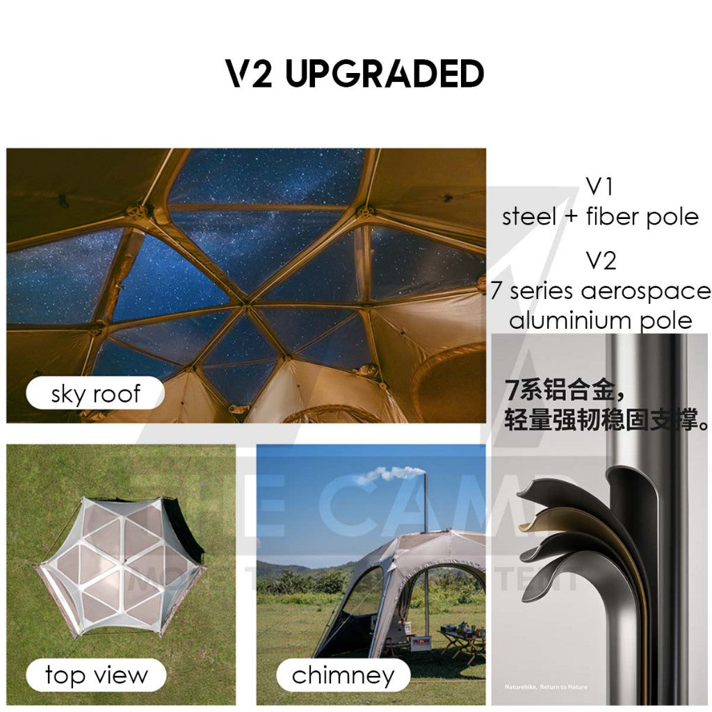 Naturehike Hexagon Auto Dome Shelter V1 V2 Cloud Boundary Quick Opening Canopy Flysheet Door Mesh TPU Cloth CNK230WS014