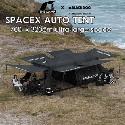 Blackdog SpaceX Auto Tent Starship Automatic Quick Open Extra Large 700x320cm Village Khemah Besar Hitam CBD2450WS051
