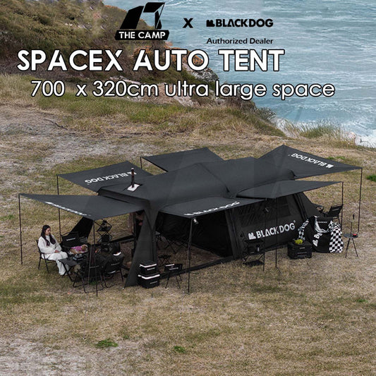 Blackdog SpaceX Auto Tent Starship Automatic Quick Open Extra Large 700x320cm Village Khemah Besar Hitam CBD2450WS051