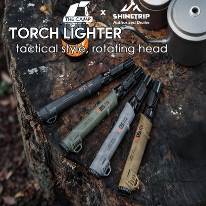 Shinetrip Torch Lighter Rotatating Head Blue Jet Flame Gun Outdoor Camping Butane Gas Burner Portable Pemetik Api A566