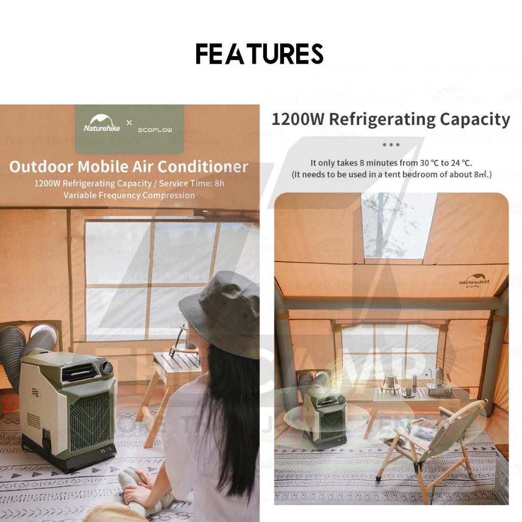 Naturehike x Ecoflow Air Cond Portable Outdoor Camping Rapid Cooling 1200W Tent Travel Caravan Battery CNH22DQ005