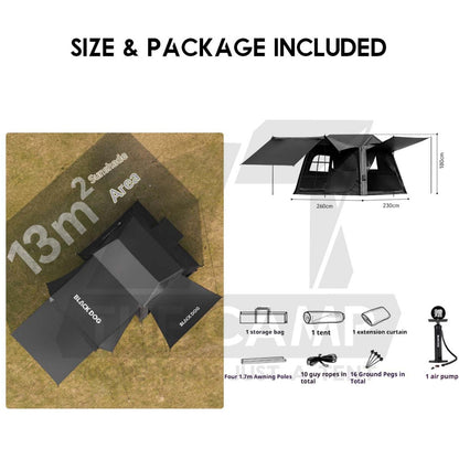 Blackdog Mountain Haven Air Pro Air Tent PU3000mm Inflatable Outdoor Camping Khemah Angin CBD2550WS066