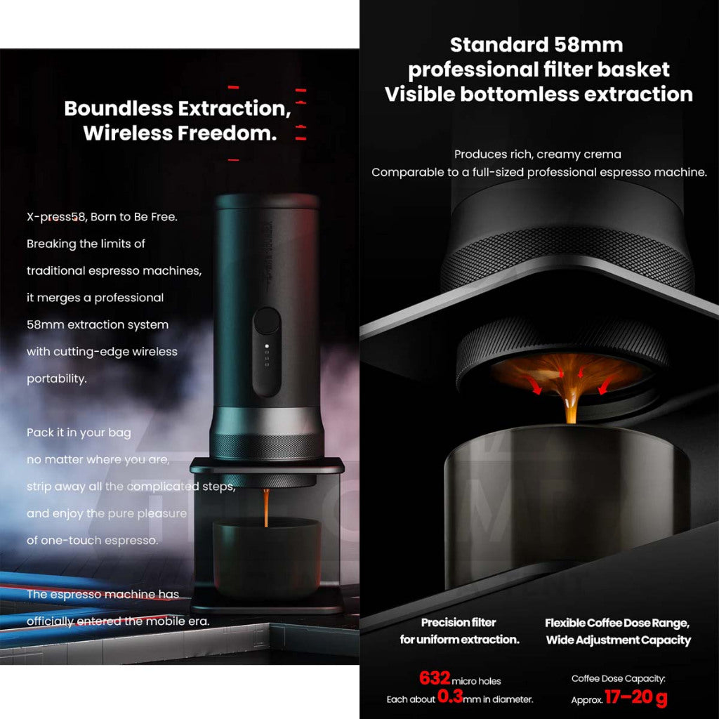 MHW-3BOMBER X-press58 Portable Coffee Machine 58mm Professional Outdoor Camping Espresso Machine CM6954