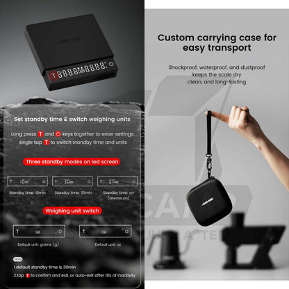 MHW-3BOMBER Coffee Scale Cube 3.0 Micro Mini ESP MVE ABS Precision Digital Timer Expresso Pour Over & Brewing