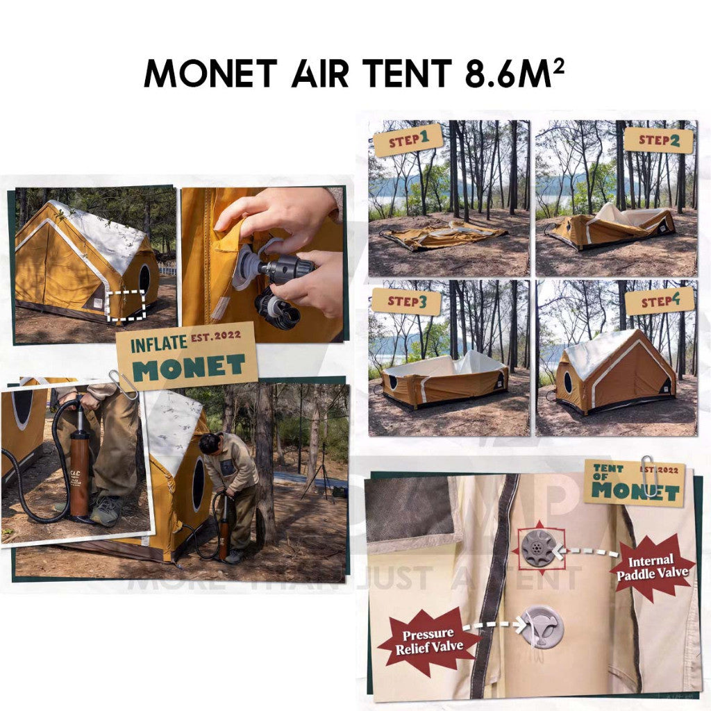 CC Monet 8.6 Inflatable Air Tent Retro Vintage Style Whimsical Outdoor Camping Pump Khemah Angin