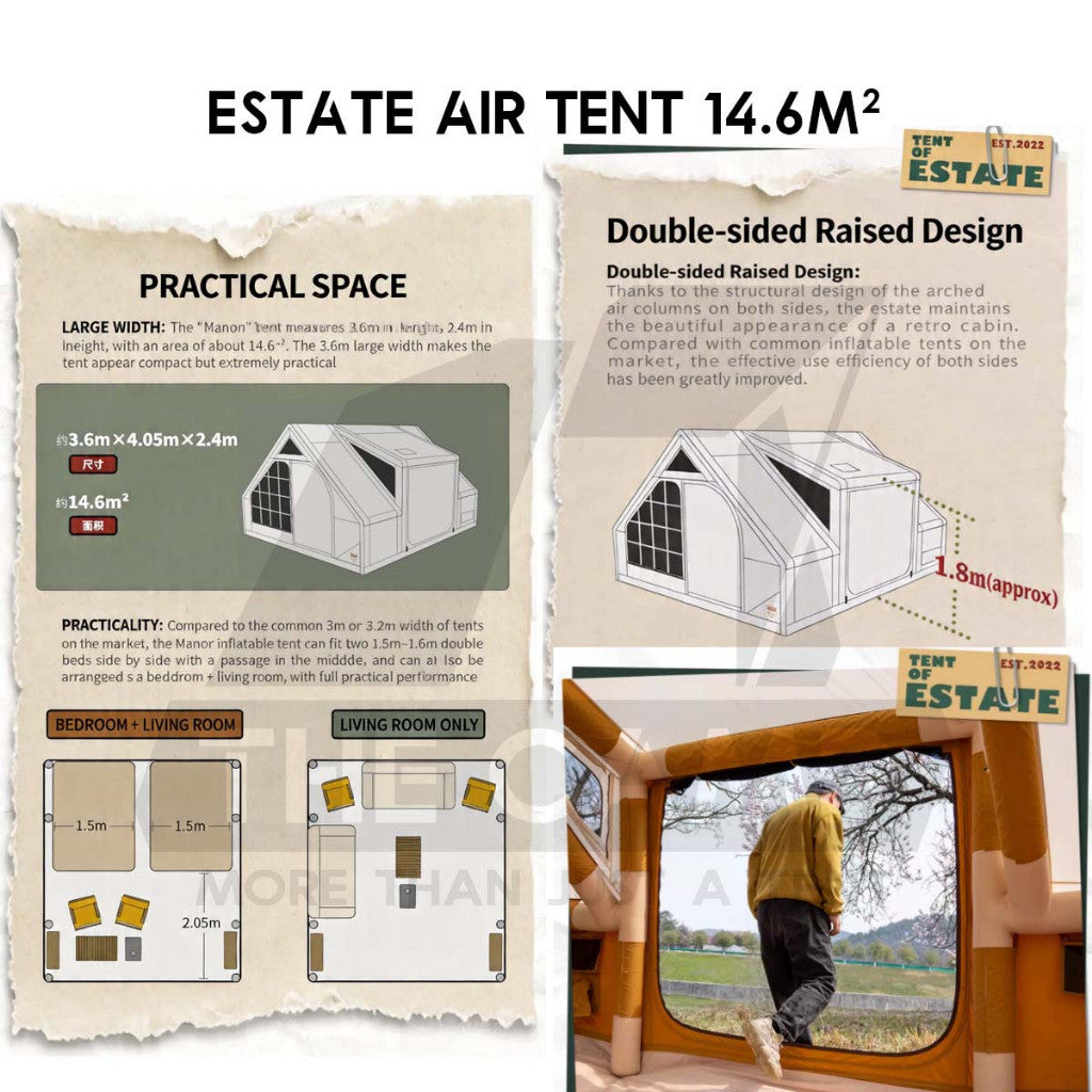 CC Estate 14.6 Inflatable Air Tent Inflatable Air Tent Retro Vintage Style Whimsical Outdoor Camping Pump Khemah Angin