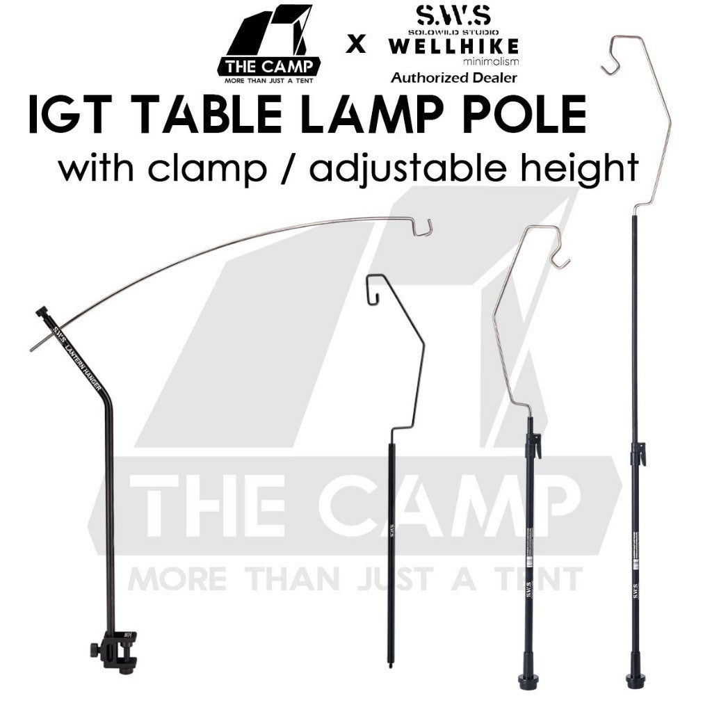 Wellhike SWS Lamp Pole Adjustable Light Stand Tripod for IGT Table Panel Outdoor Camping Lampu Lantern Hanger Rod