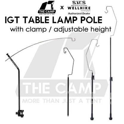 Wellhike SWS Lamp Pole Adjustable Light Stand Tripod for IGT Table Panel Outdoor Camping Lampu Lantern Hanger Rod