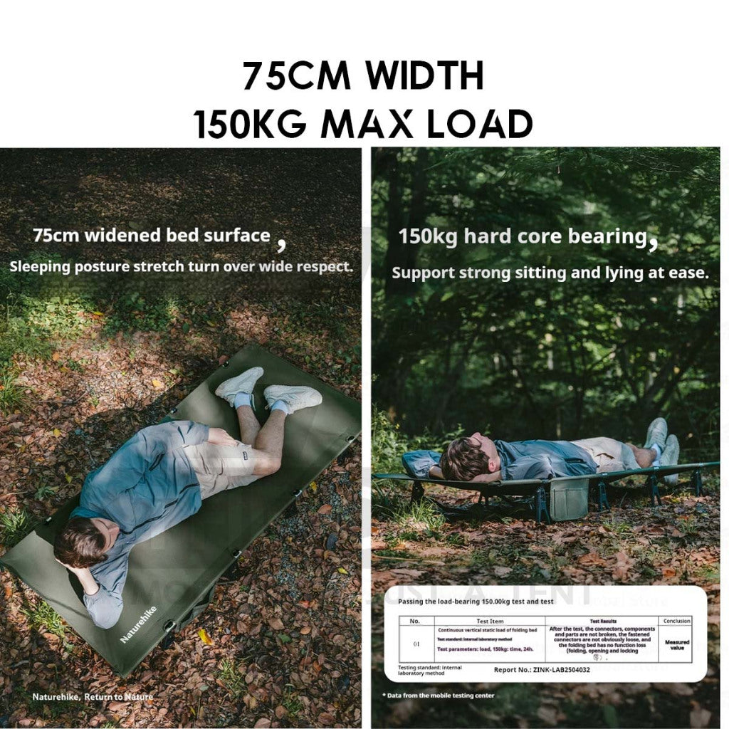 Naturehike XJC08 Cot Bed 75cm Wide Large Surface Outdoor Camping Sleeping Mat Bed Mattress Tilam Katil CNK2550WS020
