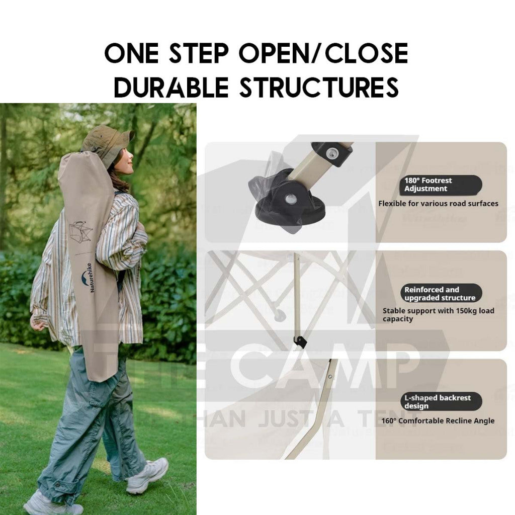 Naturehike T04 Camping Moon Chair Widen Seat Foldable Folding Quick Open Outdoor All Terrian Kerusi Healing CNK2550JJ022