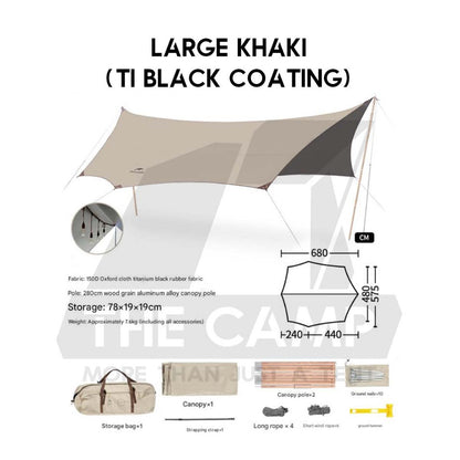 Naturehike TiBlack Cloud Skies Ultra Large Tarp Flysheet Outdoor Camping Ti Black Waterproof Moraine C2350WS010