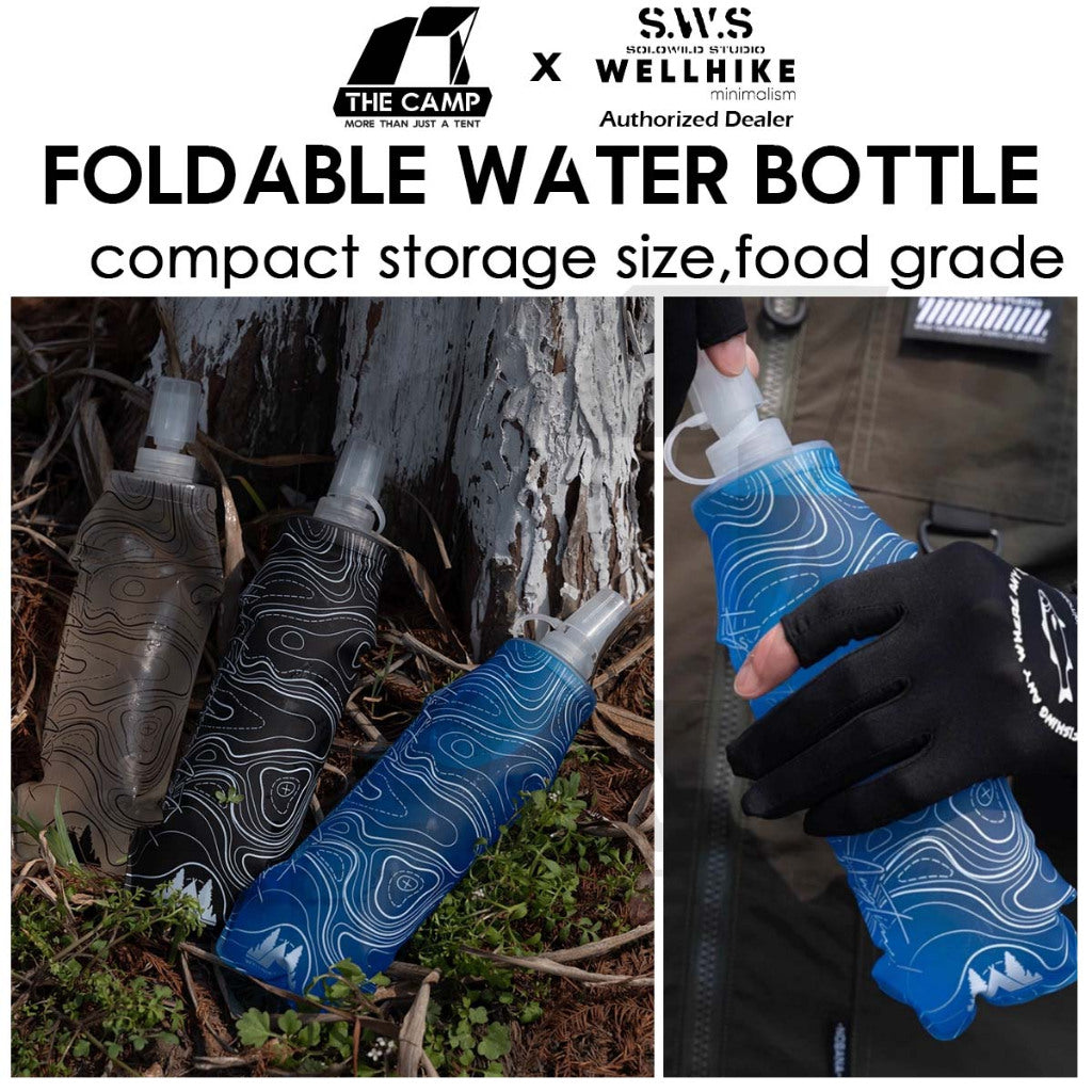 Wellhike SWS Foldable Water Bottle BPA Free 500ml Travel Sport Outdoor Camping Leakproof Collapsible Folding Botol Air