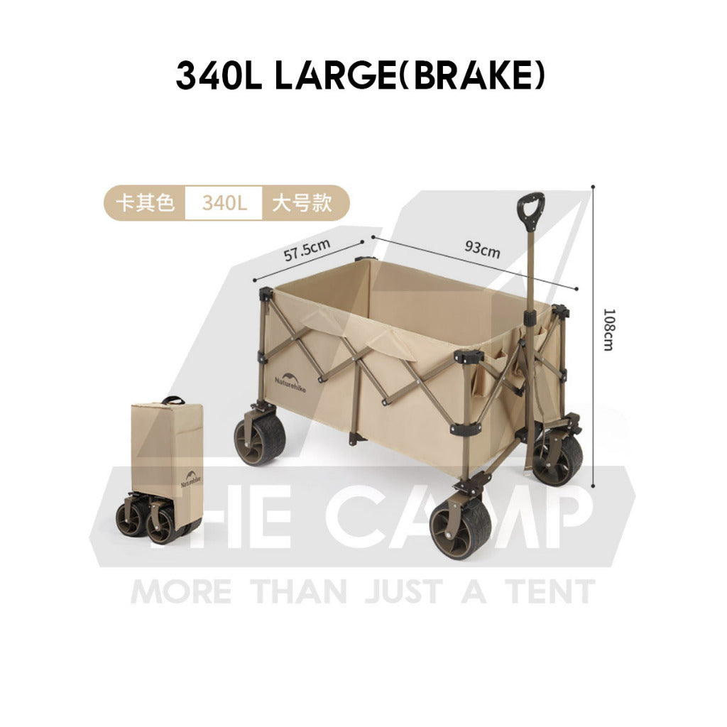 Naturehike JL Wagon Trolley Outdoor Camping Cart with Brake 10cm Thick Wheel 140L 280L 340L 385L 450L Black CNK2450JJ017
