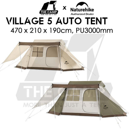Naturehike Village 5 Automatic Tent Auto With Flysheet Snow Skirt Village 5.0 Outdoor Camping Khemah NH21ZP009