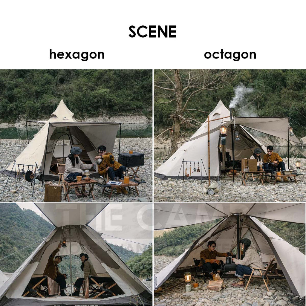 Naturehike Ranch Pyramid Teepee Tent Hexagon Octagon Outdoor Camping Free Groundsheet PU3000 Khemah NH20ZP013 NH20ZP014