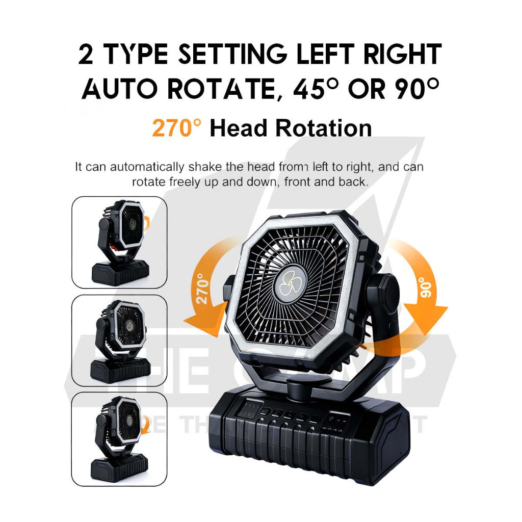 X11 Camping Fan 20000mah with Remote Control Portable Camping Rotate Oscillating Kipas with LED Light Hanging Desktop