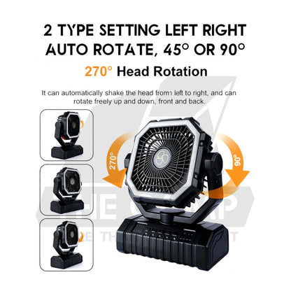 X11 Camping Fan 20000mah with Remote Control Portable Camping Rotate Oscillating Kipas with LED Light Hanging Desktop