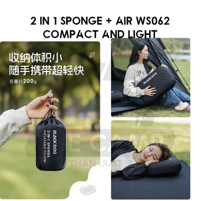 Blackdog Auto Inflation Sponge Memory Foam Pillow with Case Black for Bed Mattress Inflatable CBD2450WS045 BD-CQZ001