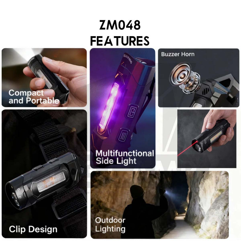 Blackdog Tactical Torch Light EDC Flash RGB Buzzer UV Outdoor Camping Light Lamp R2 Lampu CBD2550ZM048 CBD2550ZM045