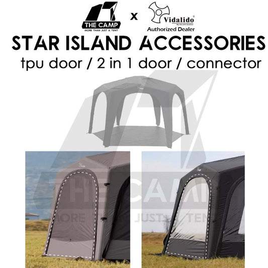 Vidalido Star Island Air Dome Accessories Door Cloth 2 in 1 Mesh Connector PU2000 Silver Coated Black Brown Khaki