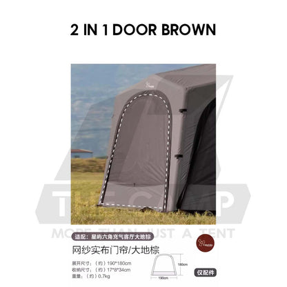 Vidalido Star Island Air Dome Accessories Door Cloth 2 in 1 Mesh Connector PU2000 Silver Coated Black Brown Khaki