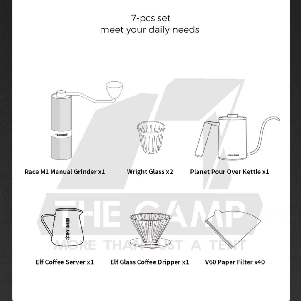 MHW-3BOMBER M1 Drip Coffee Gift Set Grinder Pour Over Set Coffee set 7 pcs Set Outdoor Camping CS5466