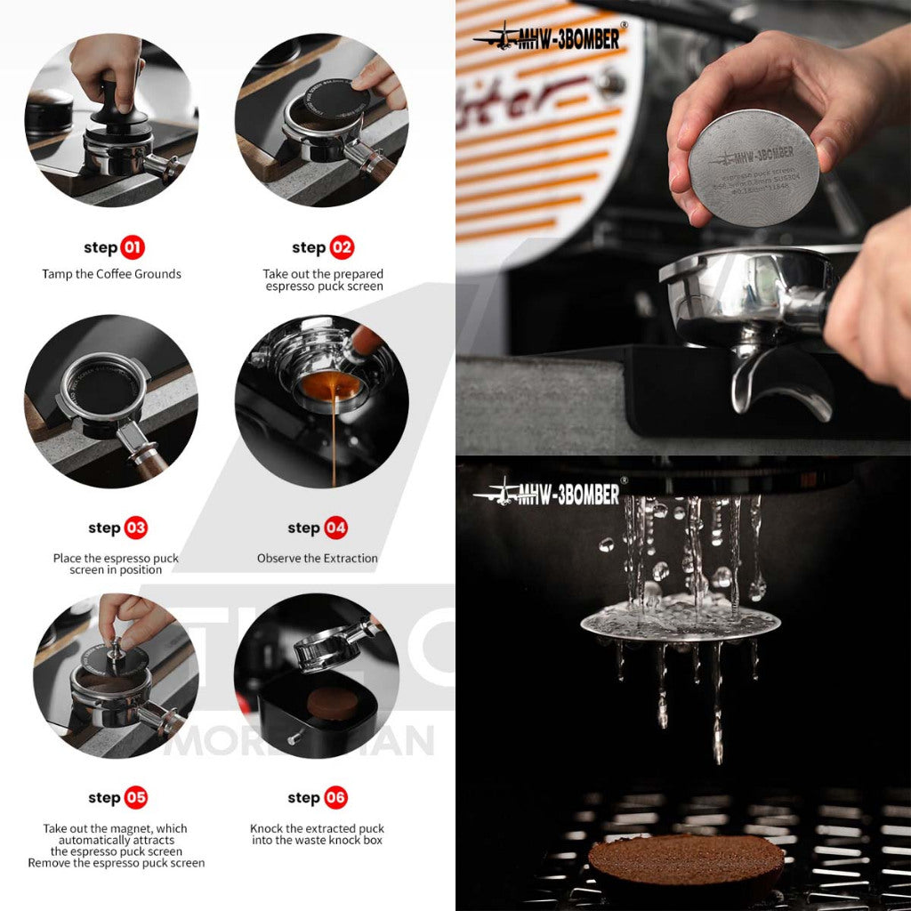 MHW-3BOMBER Paper Filter / Espresso Puck Screen Double Layer 58mm Metal Coffee Reusable Filter for Portafilter Basket