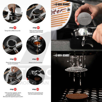MHW-3BOMBER Paper Filter / Espresso Puck Screen Double Layer 58mm Metal Coffee Reusable Filter for Portafilter Basket