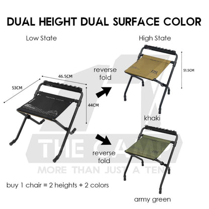 Shinetrip Dual Height / Color Adjustable Stool with Handle Leg Rest High Low Large Portable Chair Kerusi Lipat A558