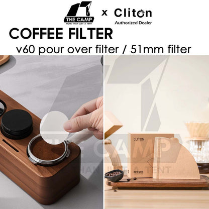 Cliton Coffee Filter Paper V60 Pour Over / 51mm Round Filter for Coffee Machine