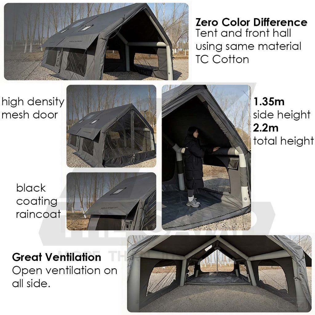 Spark AIR07 Air Tent 7+7m2 Large Space AIR 07 Black Army Green Gray Brown