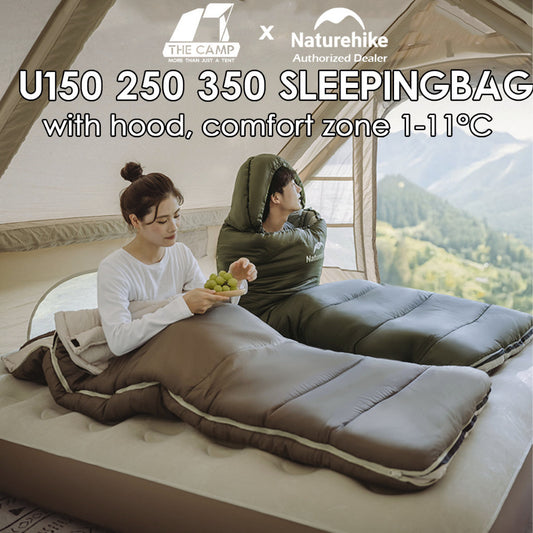 Naturehike U150 U250 U350 Sleeping Bag with Hood Hoodie Outdoor Camping Joinable Expandable Cameron Genting NH20MSD07