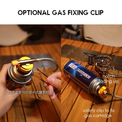 Outdoor Portable 3 Core Head Gas Stove with WindShield Wind Shield Proof Foldable Camping Cooking Adaptor Adapter Mini