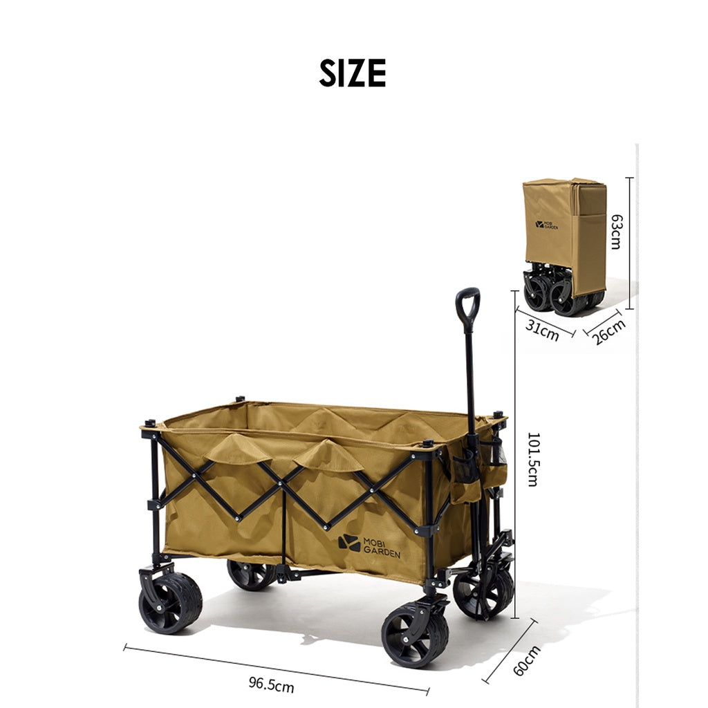 Mobi Garden Camping Portable Wagon Cart 10cm Thick Wheel 7 Inch 190L Litre Fast Easy Folding Trolley Naturehike