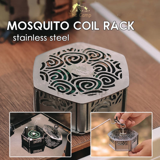 Outdoor Camping Stainless Steel Mosquito Coil Rack Holder with Magnetic Box Solid Wood Repellent Incense Tent Flysheet