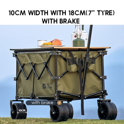 Mobi Garden Camping Portable Wagon Cart 10cm Thick Wheel 7 Inch 190L Litre Fast Easy Folding Trolley Naturehike