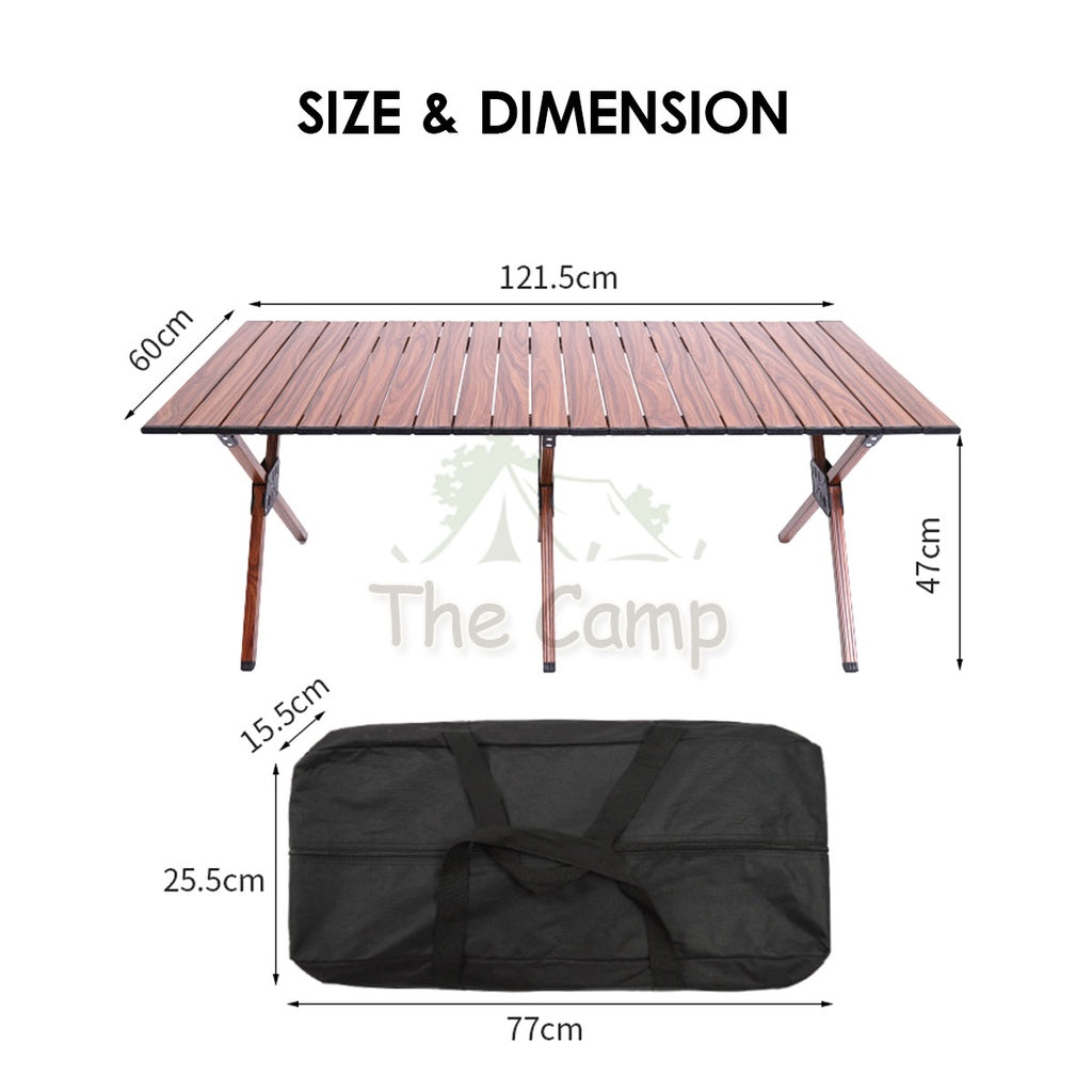 Camping Outdoor Aluminium Table 120cm Folding Portable Foldable Picnic Nail Flysheet Tent Peg Pole Chair Black Wood
