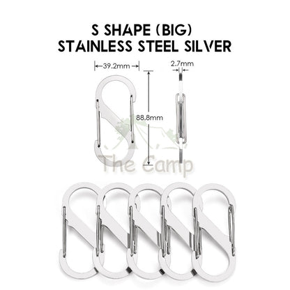 Carabiner D Shape S Shape Aluminium Stainless Steel Buckle Clip Key Chain Outdoor Camping Paracord Spring Keyring Hook