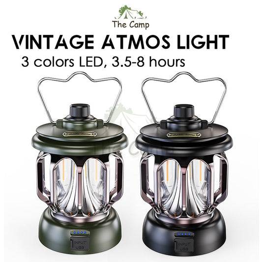 Camping LED Vintage Atmos Light Retro Design Hanging Lamp Warmwhite High Brightness USB Rechargeable AA Type C Hiking