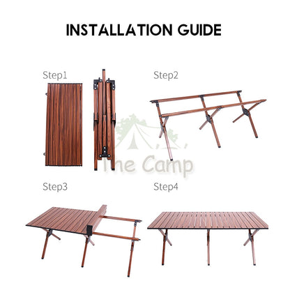 Camping Outdoor Aluminium Table 120cm Folding Portable Foldable Picnic Nail Flysheet Tent Peg Pole Chair Black Wood