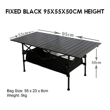 Outdoor Height Adjustable Folding Aluminium Table Portable All Terrain Foldable Camping Picnic BBQ Egg Roll