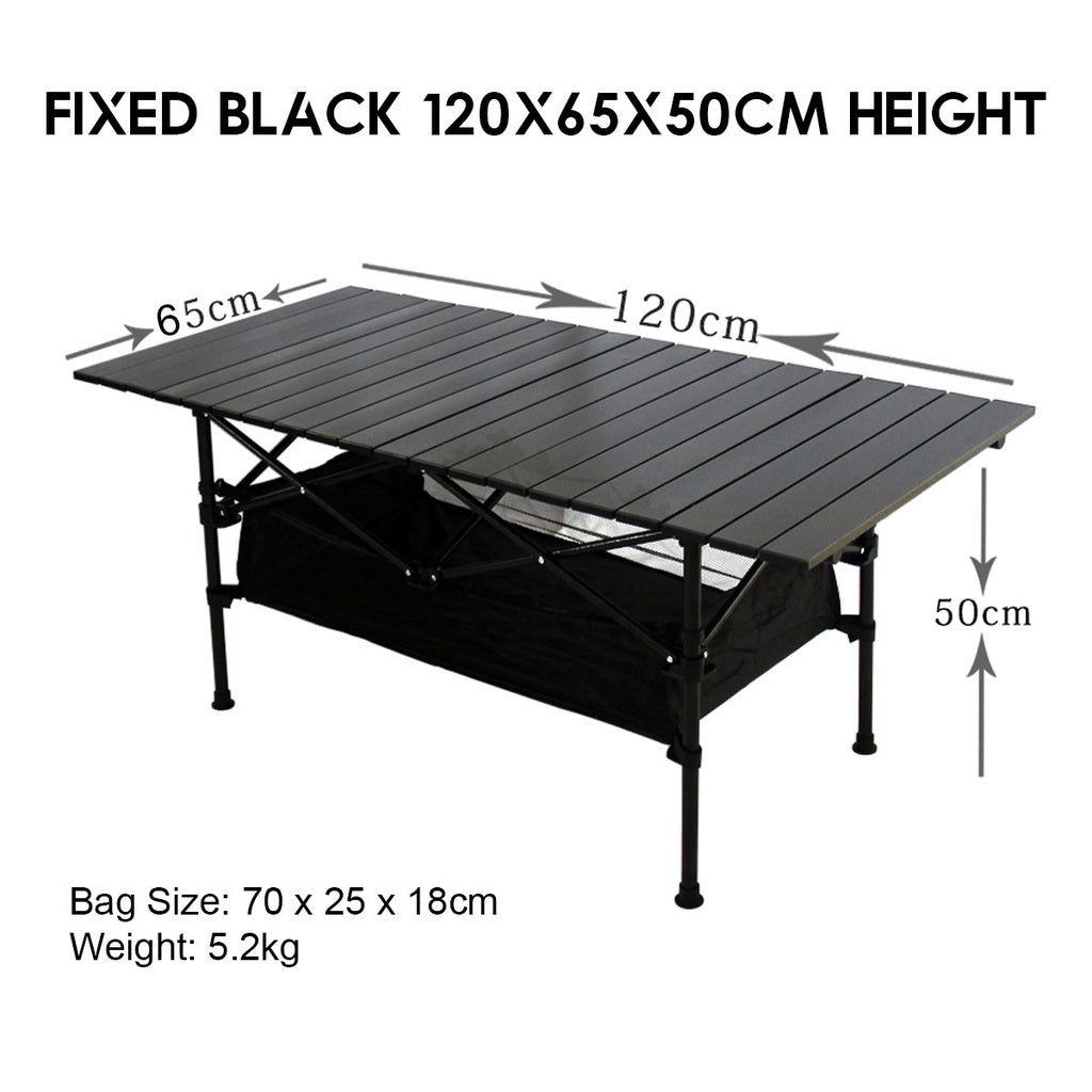 Outdoor Height Adjustable Folding Aluminium Table Portable All Terrain Foldable Camping Picnic BBQ Egg Roll
