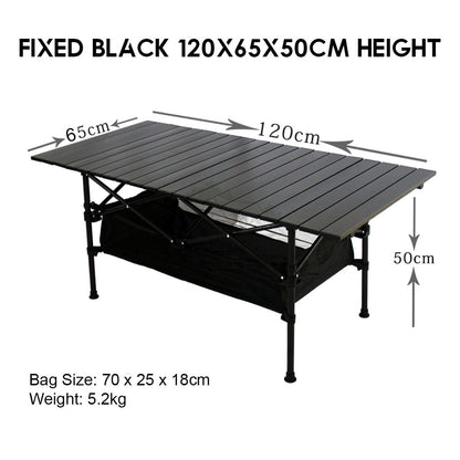 Outdoor Height Adjustable Folding Aluminium Table Portable All Terrain Foldable Camping Picnic BBQ Egg Roll