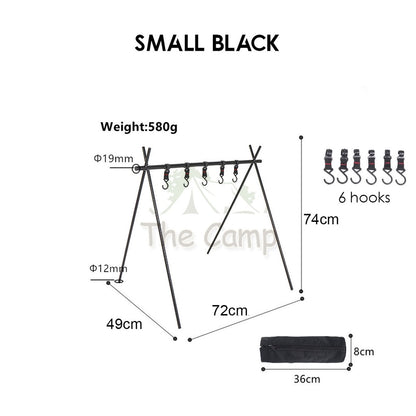 Outdoor Triangle Hanging Rack Aluminum Mesh Camping Hanger Cookware Tripod Shelf Stand Tableware Organizer Double Level