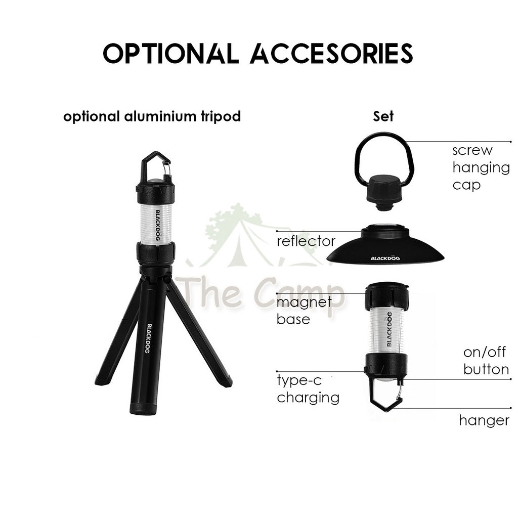 Blackdog ML4 Mini Camping Light Waterproof Outdoor Flashlight Reflector Tripod Tent Flysheet Tarp Rope Table BD-LYD008