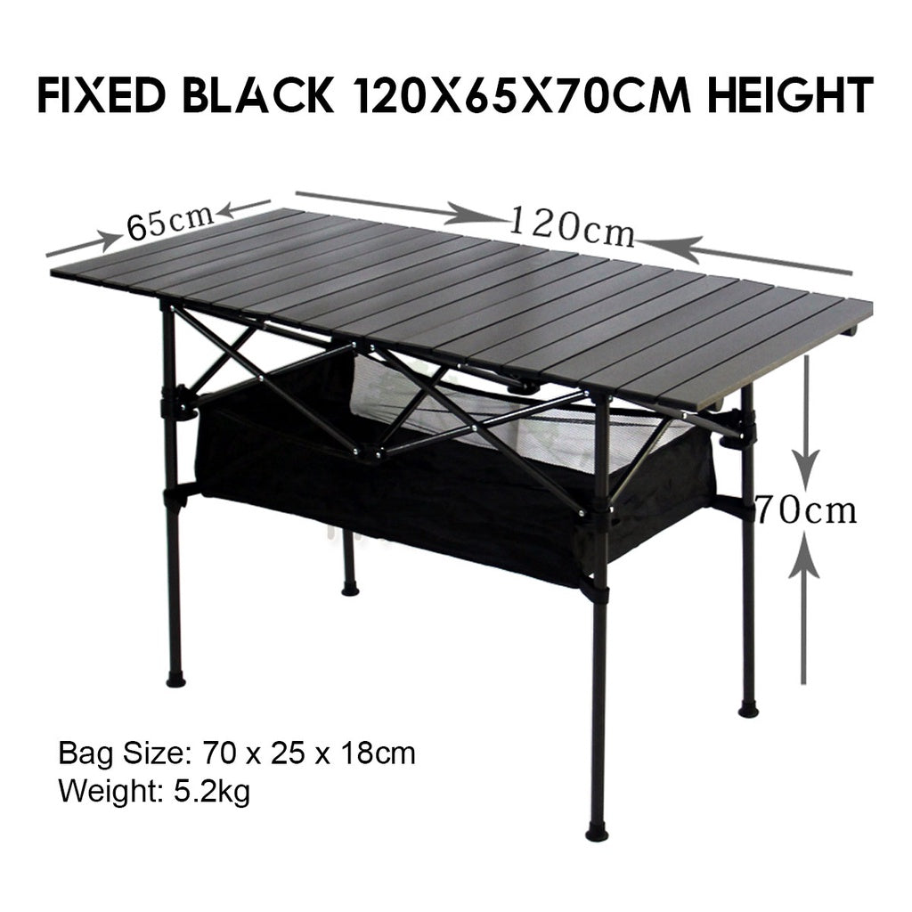 Outdoor Height Adjustable Folding Aluminium Table Portable All Terrain Foldable Camping Picnic BBQ Egg Roll