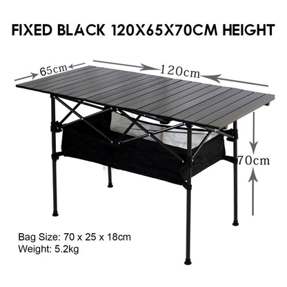 Outdoor Height Adjustable Folding Aluminium Table Portable All Terrain Foldable Camping Picnic BBQ Egg Roll