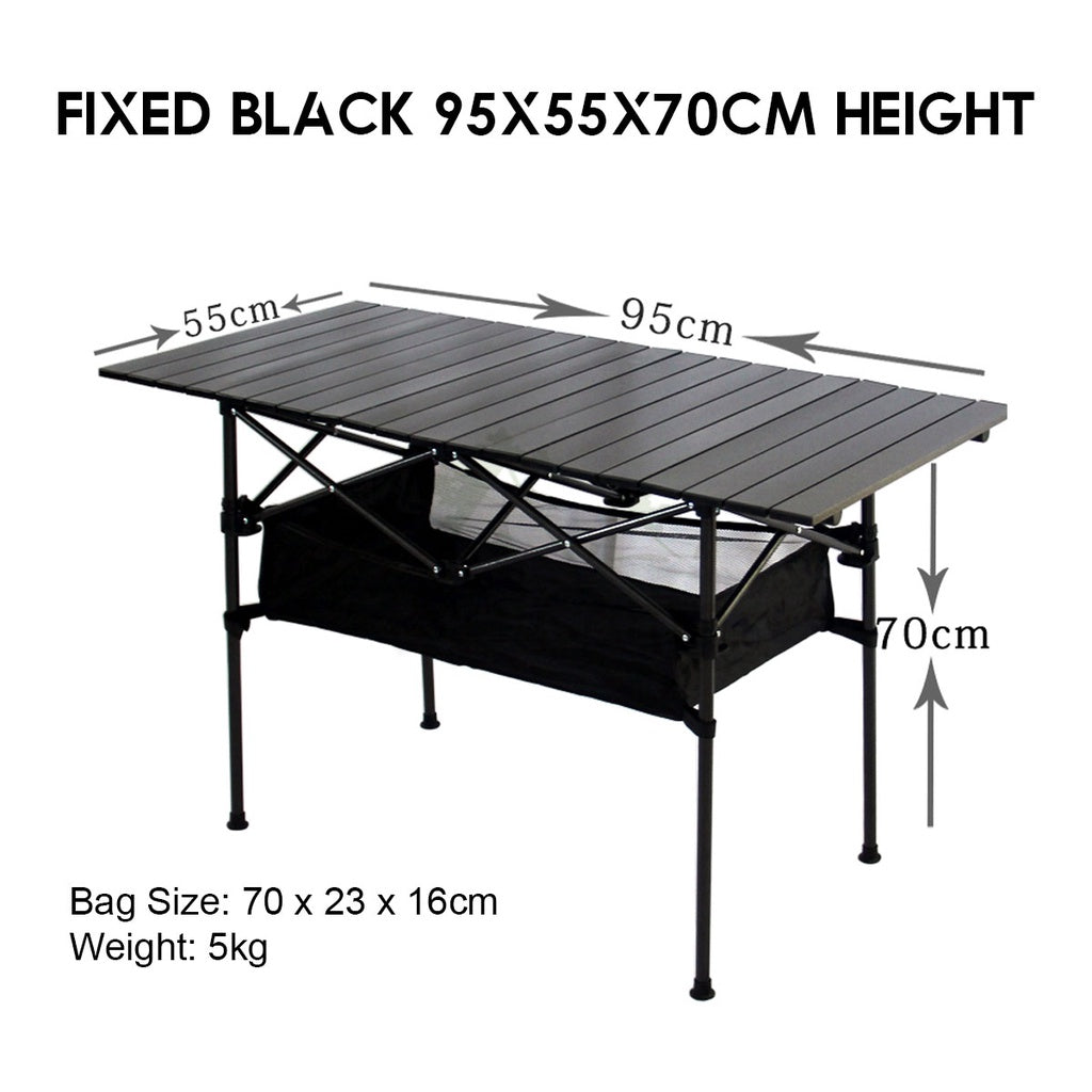 Outdoor Height Adjustable Folding Aluminium Table Portable All Terrain Foldable Camping Picnic BBQ Egg Roll